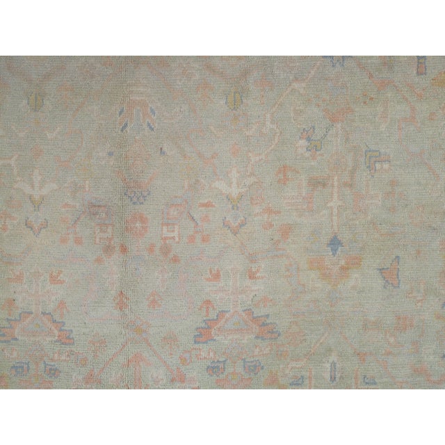 Antique Oushak Carpet, Oriental Rug, Handmade Pale Green, Soft Pink and Ivory For Sale - Image 11 of 18