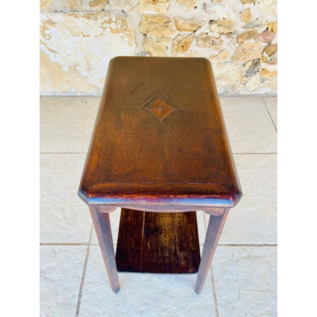 Art Deco Walnut Side Table with Shelf, 1930s For Sale - Image 12 of 18
