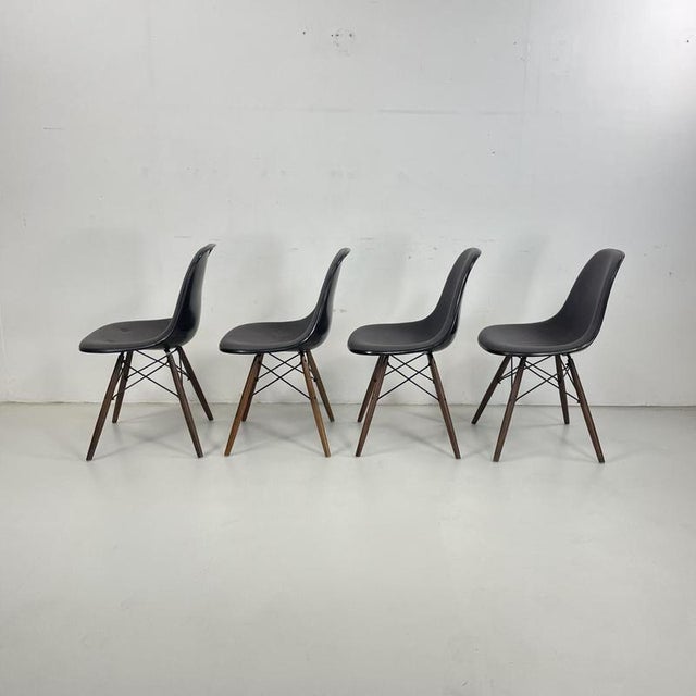 DSW Upholstered Side Chairs with Grey Covers by Charles and Ray Eames for Herman Miller, Set of 4 For Sale - Image 6 of 16