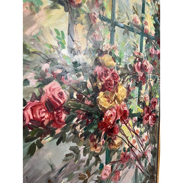 Jean Chaleye, Large Post Impressionist Oil Painting Jean Chaleye, Rose Bouquet Findlay Gallery For Sale - Image 10 of 13