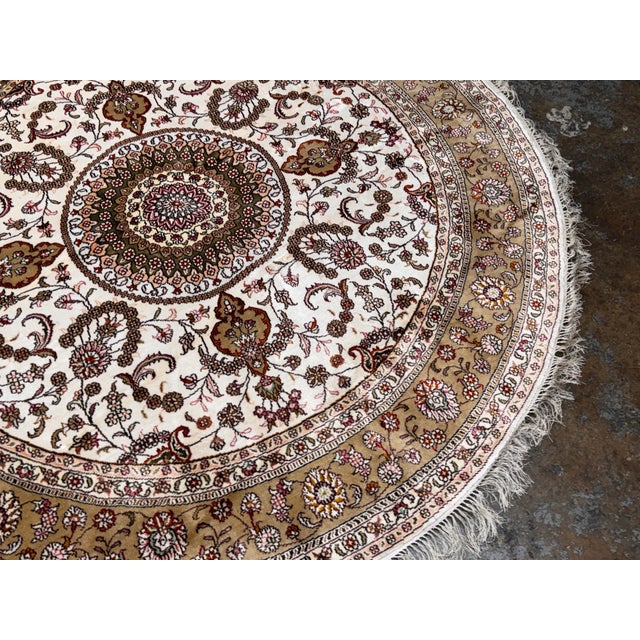 6ft Floral Medallion Silk Rug For Sale - Image 4 of 12