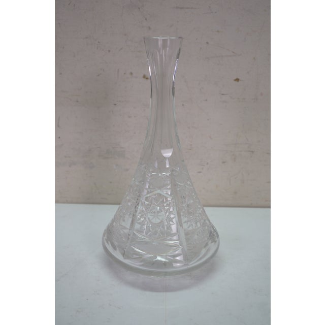 Transparent Vintage American Brilliant Cut Crystal Liquor Wine Bar Bottle Decanter For Sale - Image 8 of 17