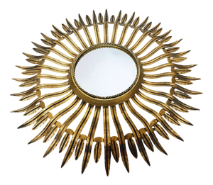Vintage Sunburst Mirror in Gold Metal, 1950s