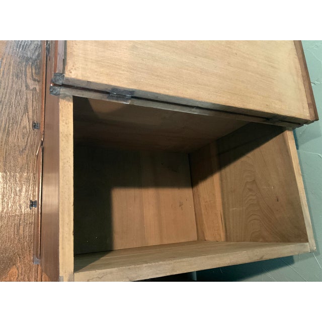 Early walnut baking center. Used to store all the baking essentials. Bread board folds out for kneading and mixing....