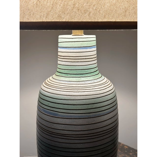 Light Gray Vintage Large-Scale Glazed Ceramic Bottle Lamp Attributed to Lee Rosen for Design Technics, Circa Mid-20th Century For Sale - Image 8 of 15