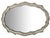 Hollywood Regency Large Cast Metal Oval Cartouche Mirror,, Silver-Gilt & Celedon For Sale - Image 3 of 12