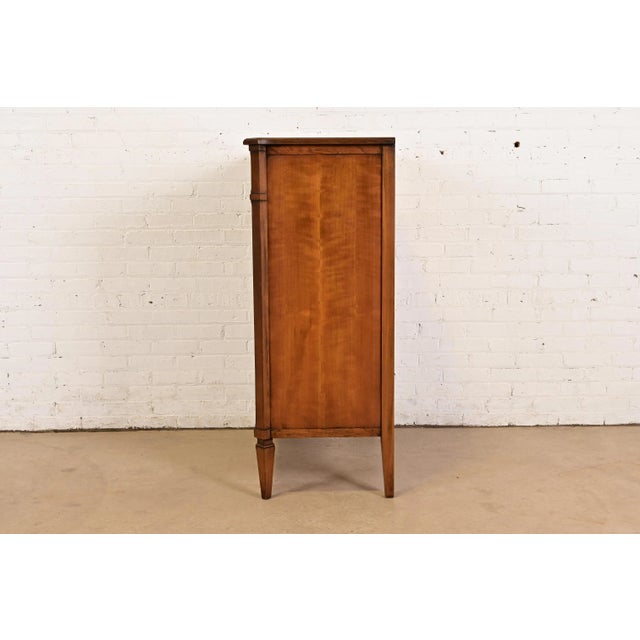 Kent Coffey French Regency Louis XVI Carved Cherry and Burl Wood Highboy Dresser, Circa 1960s For Sale - Image 14 of 16