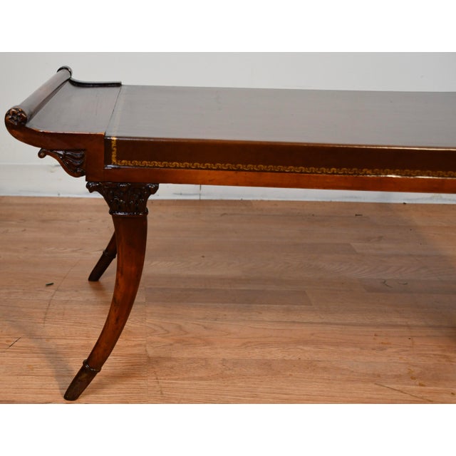 Wood 1940s Chinese Chippendale Mahogany & Leather Top Coffee Table For Sale - Image 7 of 7