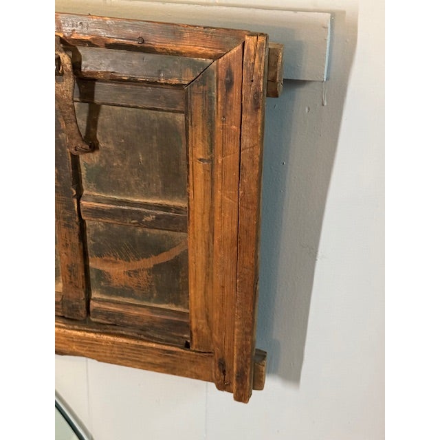 1900 - 1909 Antique Primitive Architectural Window Cover Element With Hardware For Sale - Image 5 of 9
