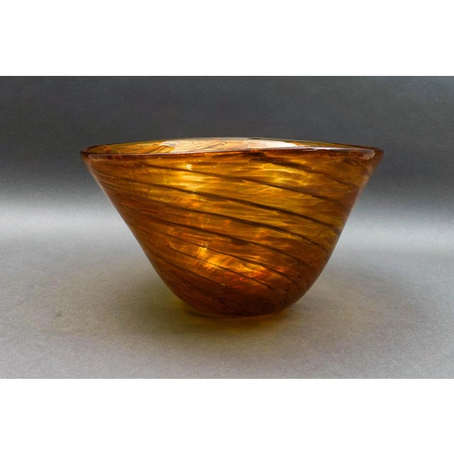 Mid 20th Century Mid 20th Century Cristalleria Stile d'Arte Murano Aventurine Swirl Art Glass Centerpiece Bowl For Sale - Image 5 of 10