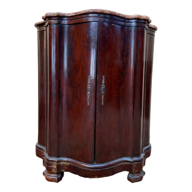 Napoleon III Curved Corner Buffet in Flamed Mahogany For Sale