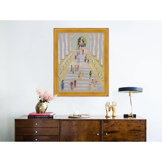 Contemporary At the Museum by Happy Menocal in Gold Frame, Medium Art Print For Sale - Image 3 of 4