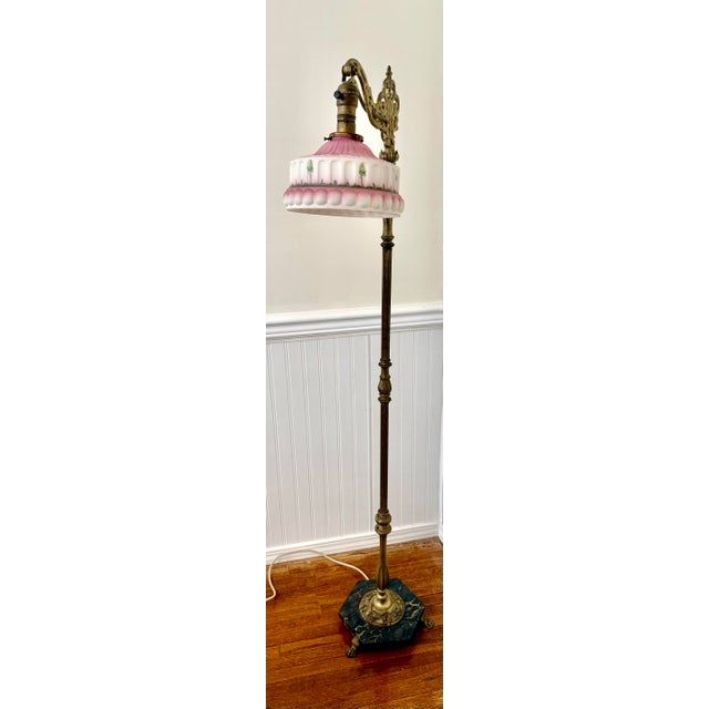 1920s Spanish Revival Brass and Marble Bridge Lamp For Sale - Image 10 of 12