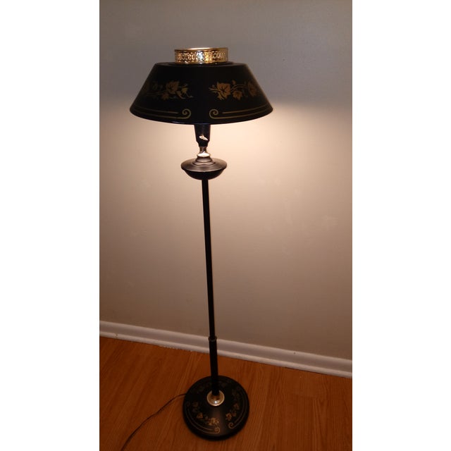 MidCentury Black Metal Toleware Floor Lamp Chairish