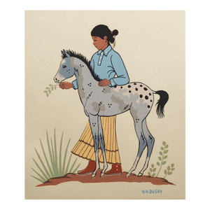 Late 20th Century Harrison Begay Navajo Girl and Appaloosa Foal Serigraph