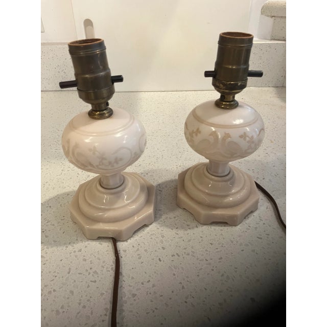 Pair of Jefferson Opalescent Glass Lamps From Early 1900s For Sale - Image 6 of 12