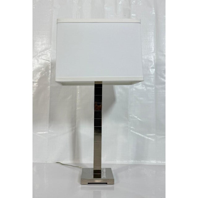 Silver Marian Jamieson "Cube" Table Lamp Polished Nickel Modernist Design For Sale - Image 8 of 17