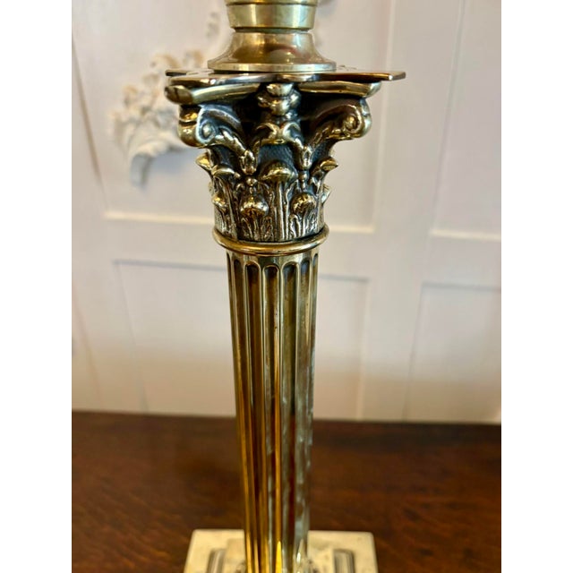 Metal Antique Victorian Cranberry Glass Oil Lamp on Brass Corinthian Column, 1860 For Sale - Image 7 of 11