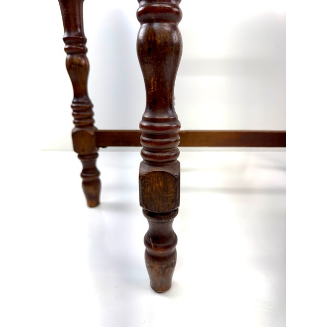 Farmhouse Vintage English Oak Oval Occasional Side Table | Jacobean Revival Turned Leg Side Table For Sale - Image 3 of 10