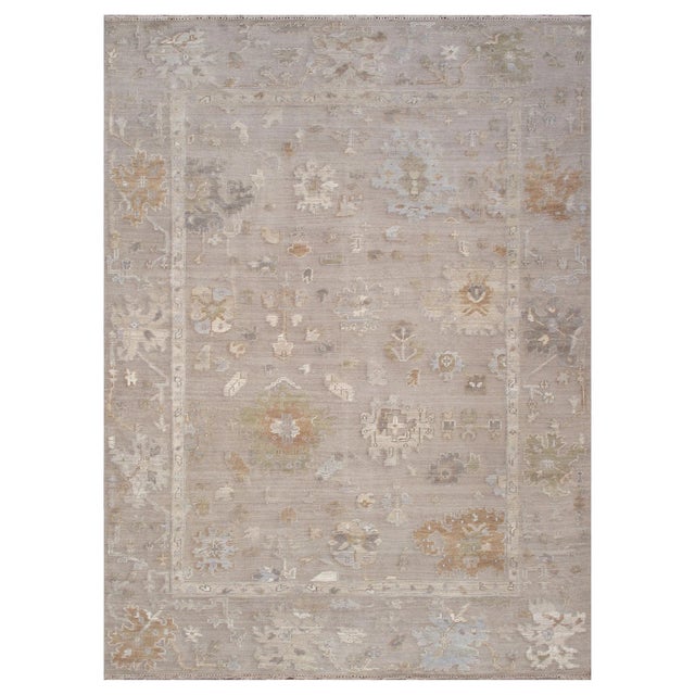 Brown Oushak Wool Mocha Area Rug, 12' 3'' X 14'10'' For Sale - Image 8 of 8