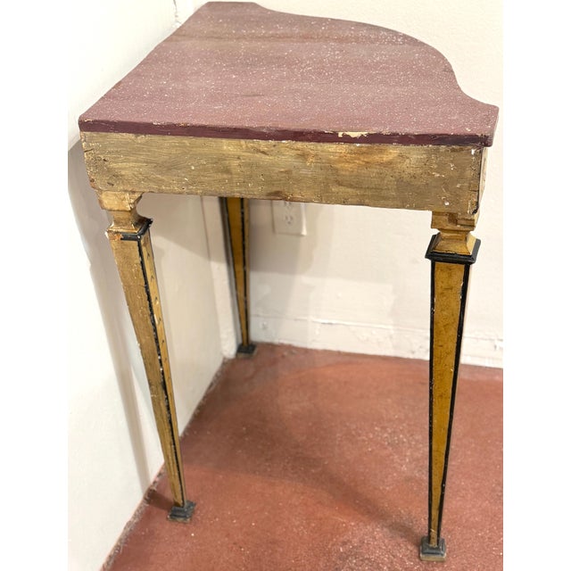 Pair 18th-Century Neapolitan Painted Corner Console Tables, Faux Porphyry Tops For Sale - Image 15 of 18