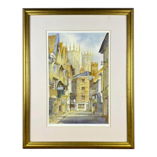 Vintage English Low Petergate, York. Limited Edition Print Signed by 'Kw Burton' For Sale