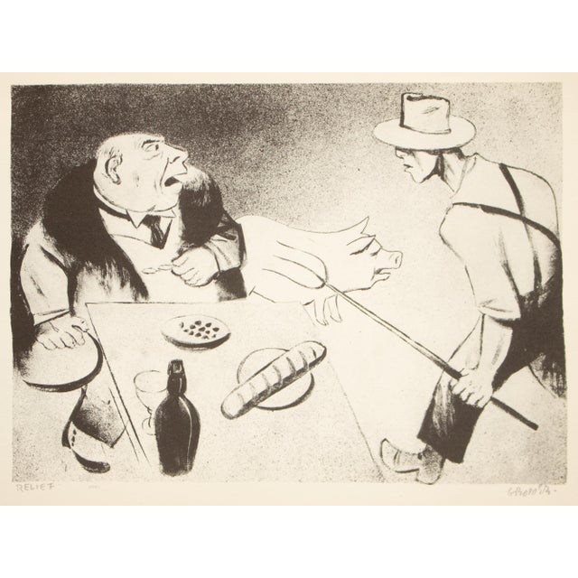 An excellent First Edition period black and white offset lithograph (print) after drawing "Relief" by American artist...