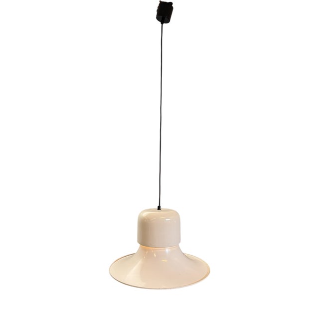 White Campana Hanging Lamp by Joe Colombo for Stilnovo, Italy, 1970s For Sale
