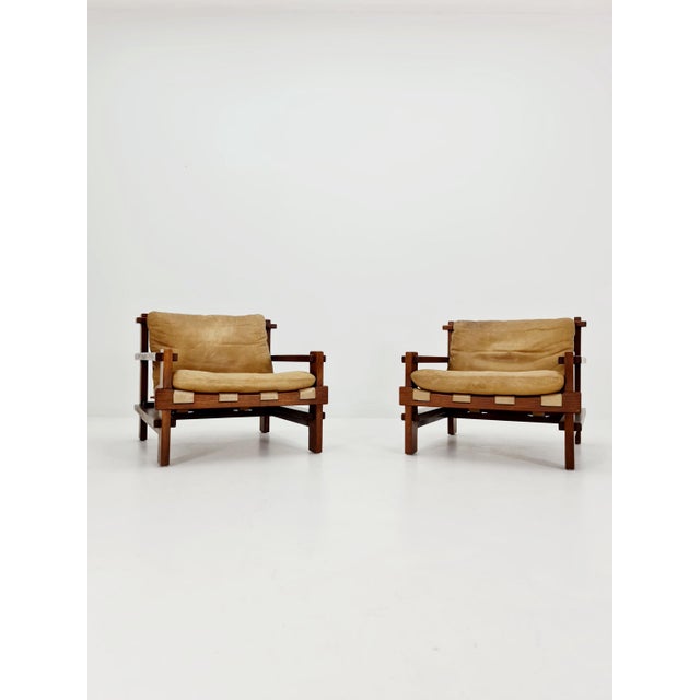 Mid-Century Lounge Chairs and Coffee Table in Leather and Wood by Carl Straub, Germany, 1960s, Set of 3 For Sale - Image 11 of 18
