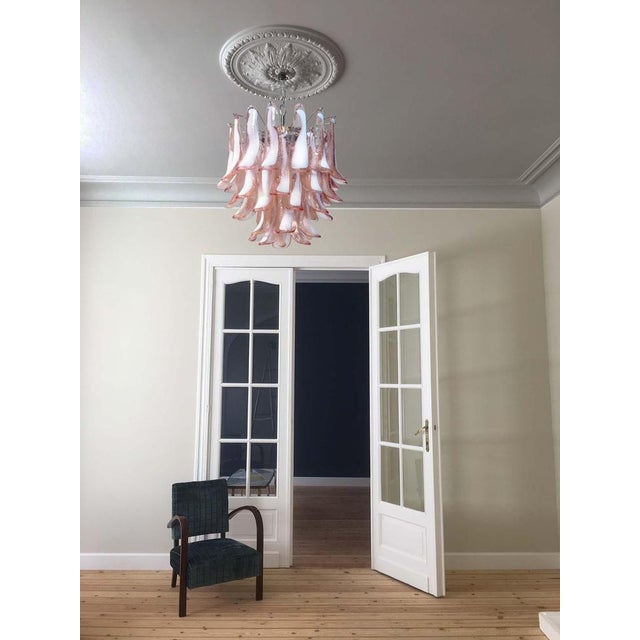 Italian Pink Petal Murano Chandeliers, Set of 2 For Sale - Image 15 of 17