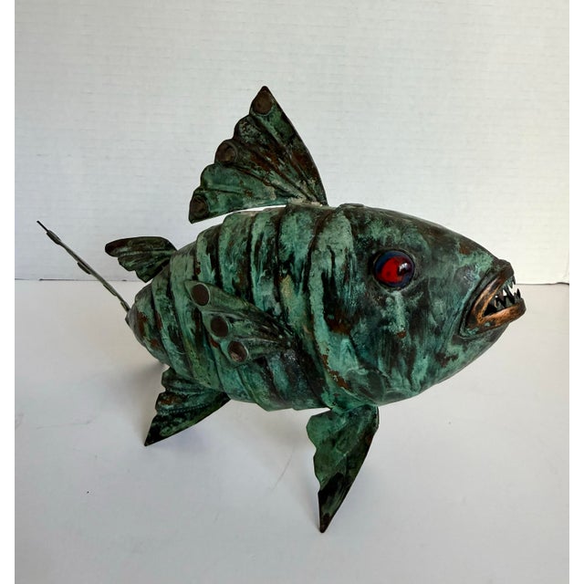 1960s Vintage Peruvian Articulated Brutalist Metal Fish Sculpture in the Style of Graziella Laffi For Sale - Image 5 of 12