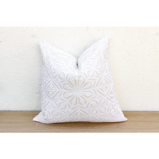 Boho Chic Blossom Array Appliqué Pillow Cover For Sale - Image 3 of 8