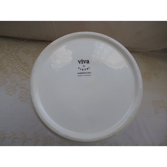 2000 - 2009 Vintage Portugal Viva by Vietri Ceramic Red Striped Wastebasket For Sale - Image 5 of 6