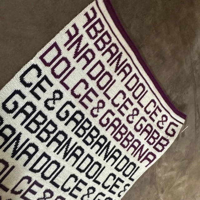 Contemporary 21st Century Burgundy Black and White Continuous Logo Scarf by Dolce & Gabbana For Sale - Image 3 of 11