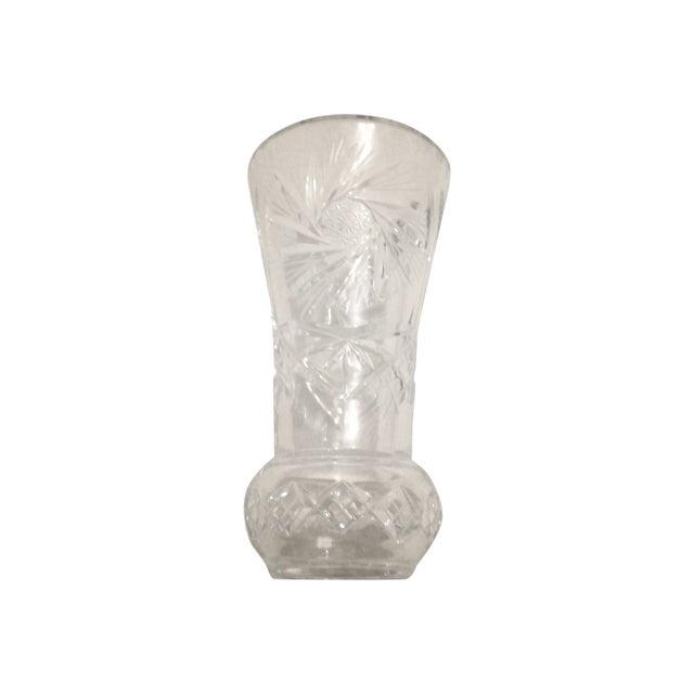 Vintage Corset Vase Crystal Lead Cut Glass For Sale
