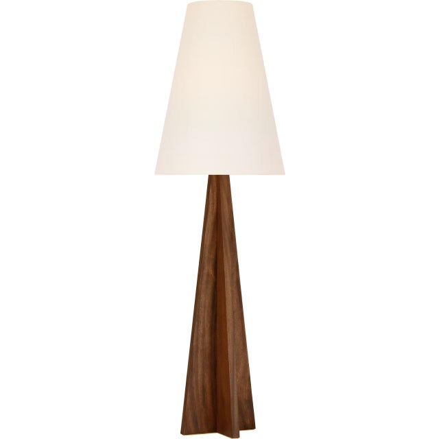 Modern Kelly Wearstler by Visual Comfort Signature Crue 66" Floor Lamp in Natural Walnut with Linen Shade For Sale - Image 3 of 3