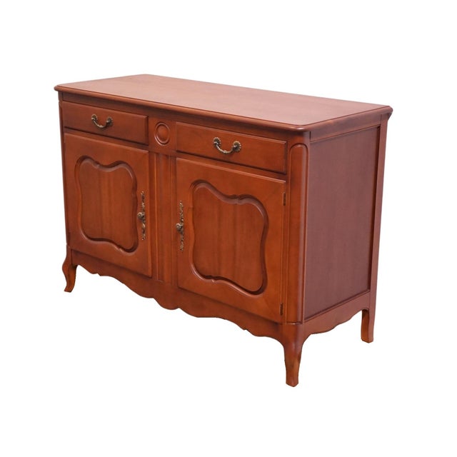 French Provincial Drexel Furniture Alsace Group Solid Cherry French Provincial Style 50" Buffet 3703-3 For Sale - Image 3 of 15