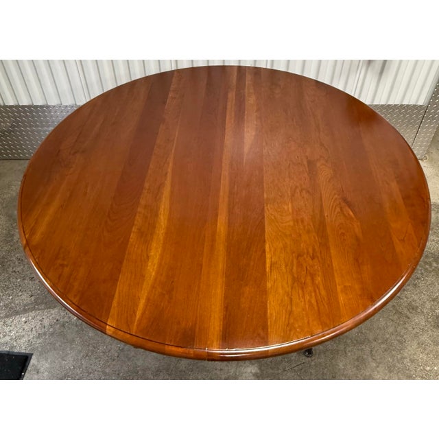 Gorgeous Ethan Allen “Maison” dining table features a solid cherry wood top with light factory distressing for vintage...
