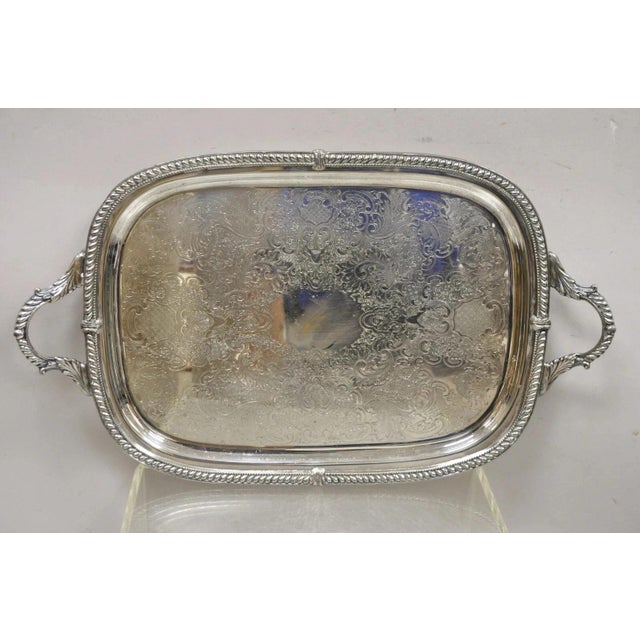 Vintage Victorian Silver Plated Regency Twin Handle Bar Platter Serving Tray For Sale - Image 11 of 11
