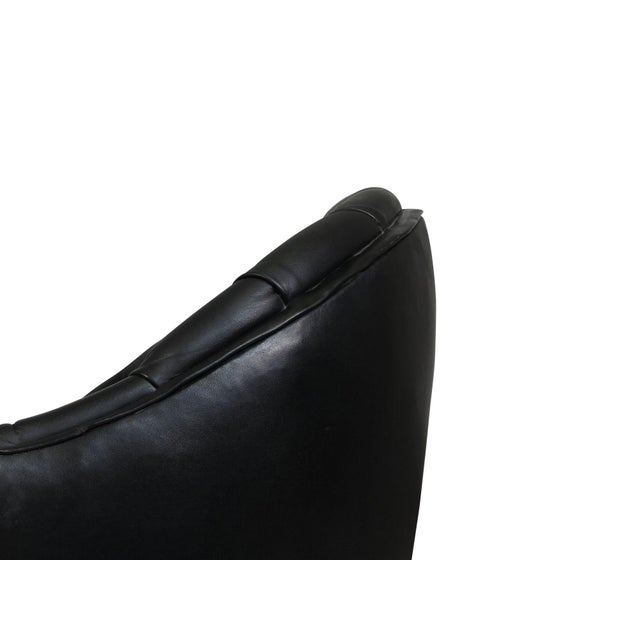 Animal Skin Mid 20th Century Sculptural Danish Settee in Black Leather For Sale - Image 7 of 11