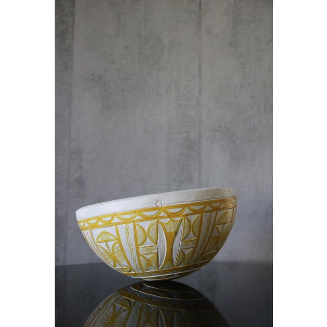 Ecru Vintage Hand-Crafted African Tribal Geometric Calabash Gourd Bowl #1 For Sale - Image 8 of 8