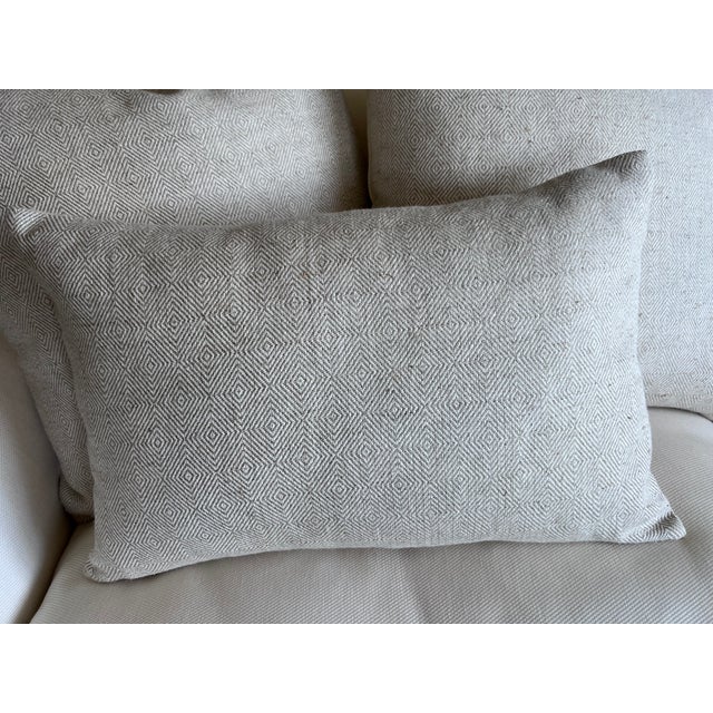 Beige Pair Belgian Linen/Cotton Cushions/Pillows-22” Square For Sale - Image 8 of 8