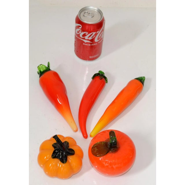 Glass 1980 Blown Murano Style Art Glass Set 5 Fruit and Vegetables Italy Mid-Century Modern For Sale - Image 7 of 13