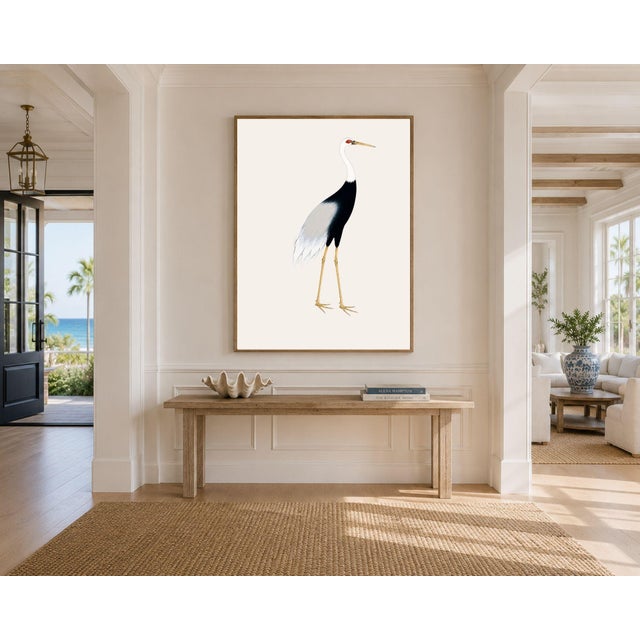 Japanese Crane Study 3, Neutral Coastal Print, 24" X 36" For Sale - Image 9 of 10