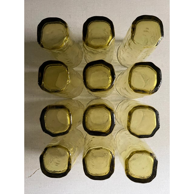 Late 20th Century Tall Yellow Textured Tumbler Glasses - Set of 12 For Sale - Image 4 of 10