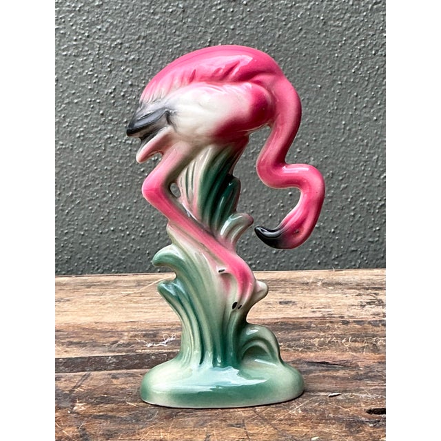 Vintage MCM Glazed Ceramic Flamingo For Sale - Image 4 of 12
