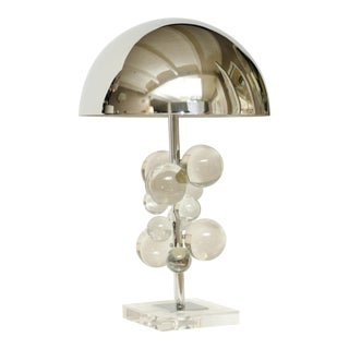 Chrome and Lucite Lamp With Crystal Balls For Sale
