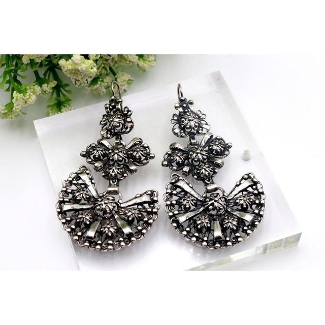 Silver Earrings, Set of 2 For Sale - Image 5 of 6