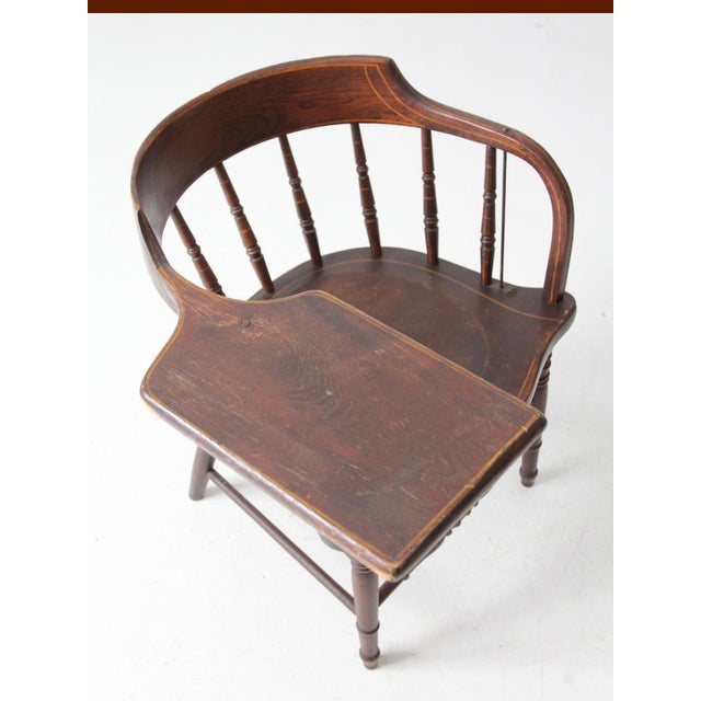 Brown Antique Crocker Chair Company Windsor Writing Arm Chair For Sale - Image 8 of 15
