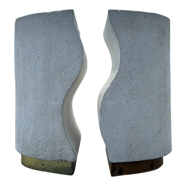 Vintage Sculptural Concrete Pedestal Dining Table Bases - a Pair For Sale